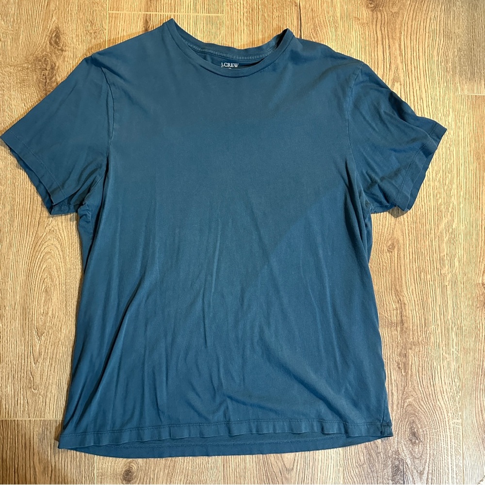 J. Crew Factory Cotton Washed Jersey Teal Blue Short Sleeve Tee in Size XL
